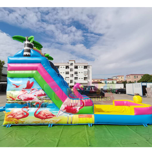 Castillo inflable comercial para fiestas infantiles, casas de brinco con forma de flamenco, tobogán acuático inflable para exteriores. - Product Image 2