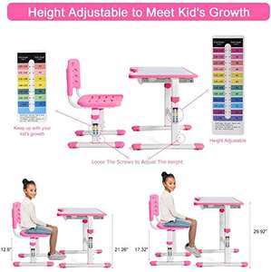 <span class=keywords><strong>Escritorio</strong></span> de estudio para niños, altura ajustable, <span class=keywords><strong>escritorio</strong></span> y silla escolar para estudiantes, cómoda mesa de estudio de aprendizaje, silla con almacenamiento - Product Image 6