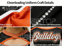 Uniforme de cheerleading Elite All-Star - Ensemble jupe et haut à épaules dénudées noir et turquoise avec strass, imprimé sur mesure pour les compétitions féminines XXXS