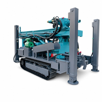 Machine de forage de puits d'eau HDL-350 sur chenilles en acier, treuil double usage (air/eau), machine de soudage électrique, échelle de 6,6 m de portée