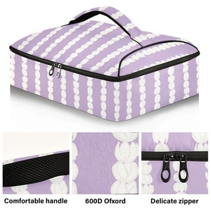 Collapsible Custom Logo Food Delivery Bag Hawaii <b>Lei</b> Portable Potlucks Picnic Leakproof Insulated Casserole Carrier with Handle - Product Image 3