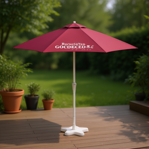 Sombrilla de Jardín Bordeaux Roja, Media Sombrilla de 3.5 Metros con Poste de Aluminio y Elevación Manual, para Patio Exterior con Base - Product Image 2