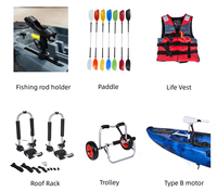 LSF Kayak Populaire en Plastique de 2,9 Mètres, Bateau de Pêche avec Accessoires, Monoplace