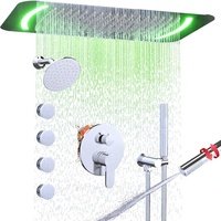 Système de douche Homedec à double pommeau, pommeau de douche de 6 pouces, 4 jets de pulvérisation corporelle, robinet thermostatique à 2 poignées, finition chromée, laiton inoxydable