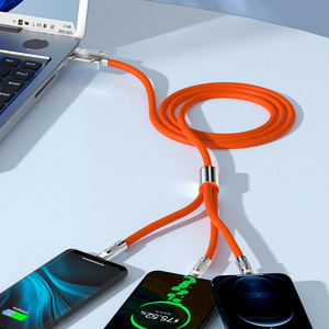 Kabel pengisi daya Super cepat 120W, tiga dalam satu untuk <span class=keywords><strong>TYPE</strong></span>-<span class=keywords><strong>C</strong></span> earphone jaket nilon kepang melindungi garis penumpang untuk ponsel - Product Image 6