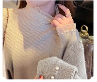 Kancing Kemeja Mutiara Hitam Putih Sederhana untuk Rajutan Cardigan Sweater DIY, Kancing Jamur Manik-Manik Resin Bulat dengan Tangkai Logam Zinc Alloy