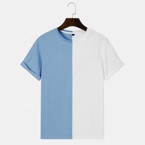 Factory Custom Splicing Solid Colour Short Sleeve Men's Summer Foreign Trade T-shirt Pullover European Size - Product Image 3