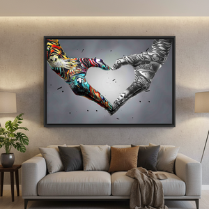Elegant Love Hand Graffiti Printed Canvas Art: Vibrant Wall Decor,<b>BLACK</b> <b>FRAMED</b> CANVAS - Product Image 3