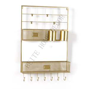 Étagère <span class=keywords><strong>murale</strong></span> décorative dorée avec crochet, pour meubles de salon, 1 pièce - Product Image 2