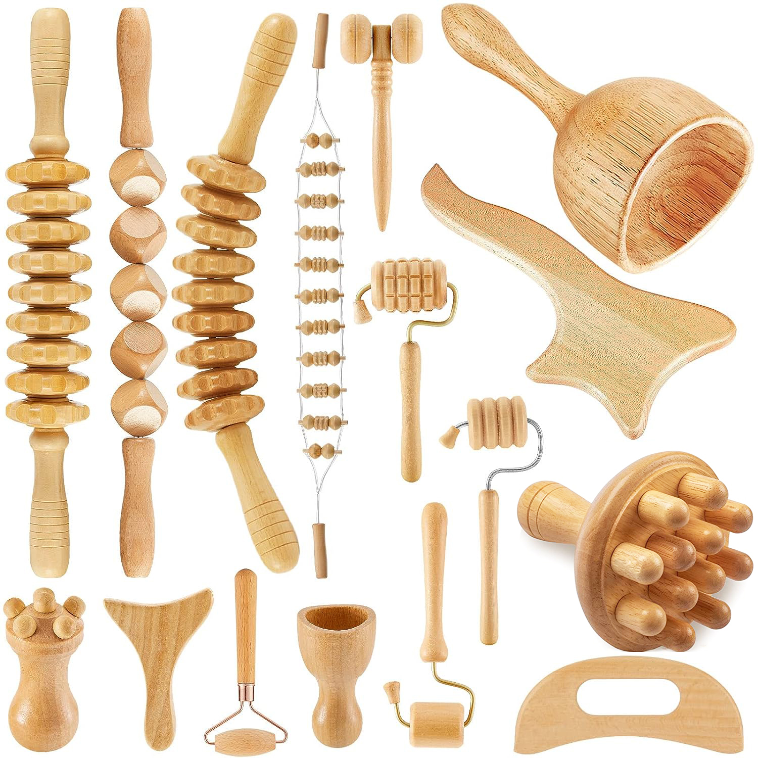 Derniers produits 2024 outils de massage de thérapie au bois ou soulagement de la douleur musculaire du corps outils de sculpture du visage en bois masseur à rouleaux en bois