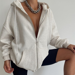 Sudaderas con capucha de gran tamaño con cremallera, <span class=keywords><strong>ropa</strong></span> deportiva básica Y2k para mujer, moda callejera coreana, sudaderas informales para mujer, chaquetas de manga larga, 1 Sol - Product Image 1