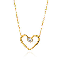Collier pendentif cœur en zircon plaqué or 18 carats en acier inoxydable de style romantique pour femmes, anniversaire