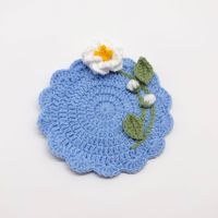 Nouveaux dessous-de-verre en crochet faits main, motif rose, tapis de table tissés, petits dessous-de-verre ronds à fleurs résistants à la chaleur, sets de table