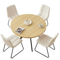 Ensemble de table à manger en marbre de luxe, design contemporain, durable, avec 4 ou 6 chaises, pour café ou restaurant.