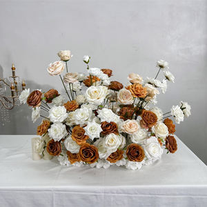 Al por mayor, colores personalizados, camino de mesa floral de tela de seda ecológica con rosas, arreglo floral para suelo, graduación, Pascua - Product Image 1