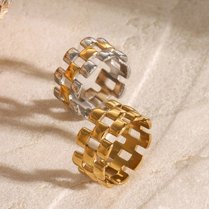 Geometric Square Hollow Ring 18k Stainless Steel Unisex Party Jewelry - Product Image 2