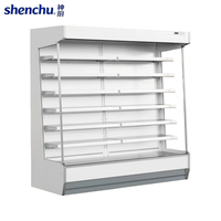 Réfrigérateur commercial à rideau d'air de type split Shenchu, avec revêtement en acier inoxydable, vitrine de présentation multi-niveaux en verre, congélateur sans givre