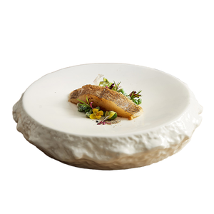 Assiettes <span class=keywords><strong>de</strong></span> Dîner Irrégulières en <span class=keywords><strong>Porcelaine</strong></span> <span class=keywords><strong>de</strong></span> <span class=keywords><strong>Luxe</strong></span> Écologiques 12/14 Pouces, Finition Mate Noire et Blanche, pour Fêtes, Restaurants/Hôtels (Vente en Gros) - Product Image 1