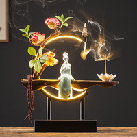 Kreative Keramik-LED-Lampe mit Ringform, Rückflussbrenner für Wohnzimmer, TV-Schrank, Bürodekoration, Retro-Zen-Räucherstäbchenhalter, Geschenkbox