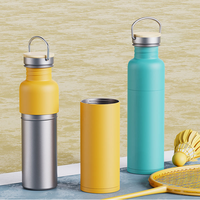 Bouteilles d'eau isothermes en acier inoxydable avec couvercle à poignée, anti-fuite, pour le camping, à ouverture large