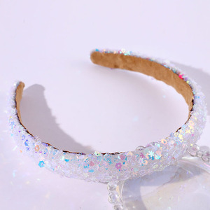 Wholesale <strong>Hot</strong> Sales Women Girl Europe America Headwear Fashion Cute Face Wash Hairband Colorful Wide Padded <strong>Pink</strong> Sequin <strong>Headband</strong> - Product Image 4