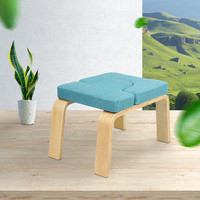 Chaise de yoga moderne en bois massif avec revêtement en tissu, pouf pliable pour salon – Prix usine