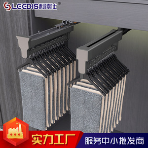 Top Mounted Wardrobe Pull Out Trouser Rack Adjustable Damping Slide Rails For Clothing Storage Organizer Rectangle Shape Wall - Product Image 4