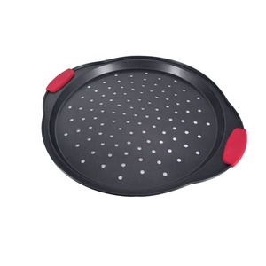 Bandeja para hornear Pizza grande de acero al carbono multifunción de 0,4mm Bandeja para hornear Pizza con mango de silicona - Product Image 3