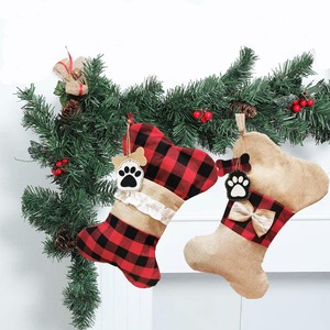 Chaussettes de Noël douces en polyester à motif écossais et os de poisson pour chats et chiens - Décorations de Noël et sacs cadeaux - Product Image 6