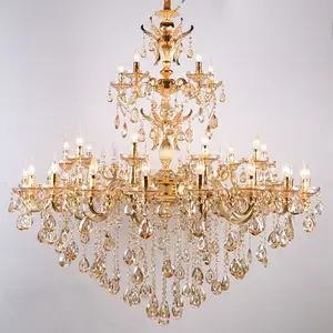 JYLIGHTING Fancy light large crystal modern chandelier led lights house decoration golden color iron pendant light