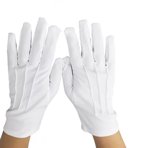 Gants en Coton Blanc Personnalisés <span class=keywords><strong>pour</strong></span> Cérémonie, Uniforme et Défilé, à Trois Nervures - Product Image 4