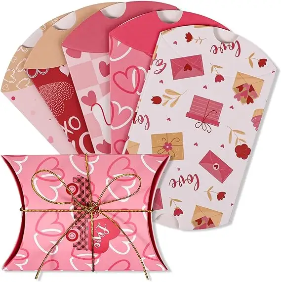 Petites boîtes à oreiller de Saint-Valentin personnalisées boîte à papier porte-cartes cadeaux pour les fêtes d'anniversaire de mariage