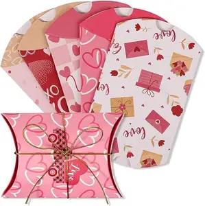 Custom Valentines Pillow Boxes Small Gift Boxes Paper Box Gift Card Holders for Wedding Holiday Birthday Party Favors