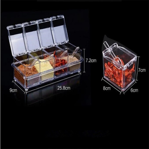 Nouvelles boîtes de rangement transparentes 4 pièces/lot, pots à épices, bouteilles à sucre et à sel, organisateur de cuisine - Product Image 4