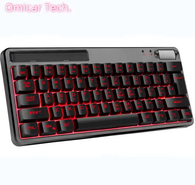 Keyboard bermain game 61 tombol, 60% RGB LED Backlit mekanik merasa Keyboard Gamer Nirkabel ergonomis