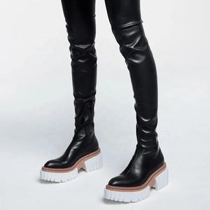 Women New Over the Knee <b>Boots</b> Elastic Flat Bottomed Long High Barrel Stretch Thick Platform Shoes Winter Thigh High Booties - Product Image 2