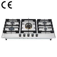 Table de cuisson à gaz encastrable portable en acier inoxydable certifiée CE, 5 brûleurs, chauffage rapide, nettoyage facile, économie d'énergie, en fonte