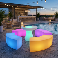 Meubles de bar lumineux à LED solaires pour café, restaurant, salon de thé, canapé, banquette, table, chaise, ensemble de meubles de bar lumineux