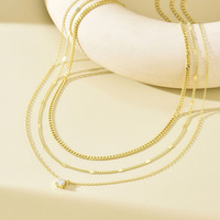 Cadeaux pour femmes : Colliers superposés en or pour femmes, plaqué or 14K et argent sterling, ensemble de colliers pendentifs délicats, chaîne cubaine et ras-de-cou