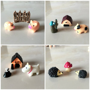 ชุดของตกแต่งสวนบอนไซรูปสัตว์การ์ตูนสุนัขและหมู ทำจากเรซิ่น งานฝีมือ ชิ้นเล็ก 3 ชิ้น วาดลายด้วยมือ - Product Image 1