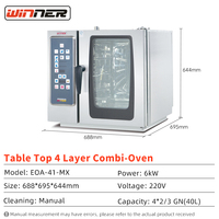 Four combiné commercial à 4 niveaux en acier inoxydable, chauffage rapide, température uniforme, puissance 6 kW, capacité 40 L