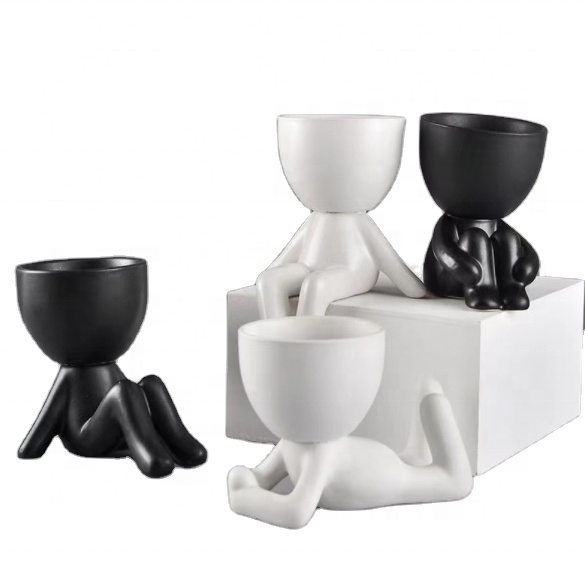 Уникальный человеческий маленький минимальный заказ, мультяшный горшок для суккулентов, керамический горшок для цветов, матовый горшок для растений, для рабочего стола, художественный декор для окон