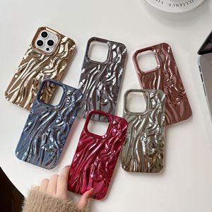 Coque de téléphone antichoc en TPU électroplaqué style Ins, motif crêpe de soie 3D couleur unie pour iPhone 16, 14/15 <span class=keywords><strong>Pro</strong></span> Max et 13 - Product Image 1