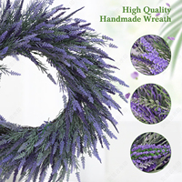 Nouvelle couronne de fleurs décorative en lavande violette pour le printemps, avec support, pour la fête de Pâques et la décoration des fêtes