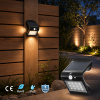 Lampe solaire tout-en-un pour jardin, murale, avec capteur PIR LED, panneau solaire, double éclairage 1,5W 220lm, pour décorer votre maison et votre jardin