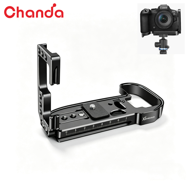 Extendable L Bracket Quick Release Plate for R5/R6 Camera Vertical Shooting CNC Aluminum Camera Accessory OEM Logo Engraving