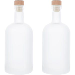 Bouteille en verre borosilicate givré transparent 1000 ml, bouteille vide pour vodka avec bouchons en forme de T, qualité alimentaire - Product Image 1