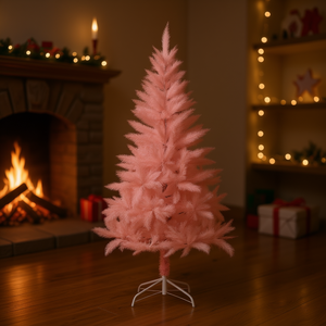 Árbol de Navidad Artificial Rosa de 6 Pies, Plástico, para Interiores, sin Luces, Fácil Instalación, Decoraciones Festivas - Product Image 2