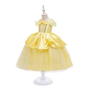 Robe de bal à volants et épaules dénudées MS Beautiful Yellow Rose Princess, vêtements pour enfants mignons et élégants - Product Image 3