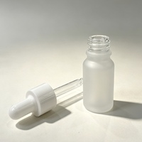 Flacon en verre pour soins de la peau, type compte-gouttes rond, à épaule ronde, cylindrique, avec tête applicatrice, pour gommage visage, essence, flacon Boston